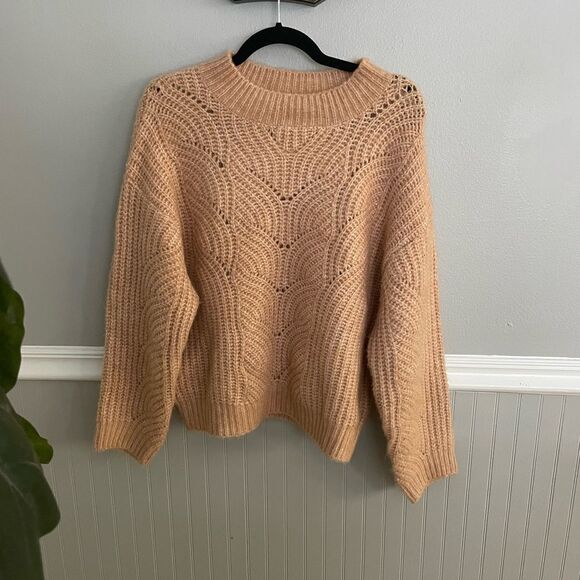 Mango Tan Chunky Knit Sweater Recycled Polyester Size Small - Picture 4 of 10